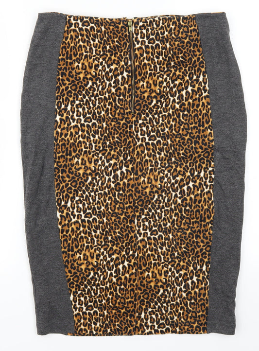 Marks and Spencer Womens Brown Animal Print  Straight & Pencil Skirt Size 12
