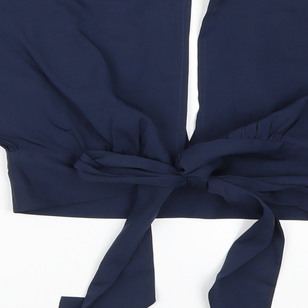 Womens UK Size 8 Chemistry Blue Cropped Blouse