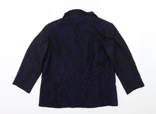 Innocence Womens Blue Floral Jacket Blazer Size 12
