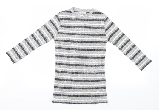 Peacocks Womens Grey Striped Pullover Jumper Size 10