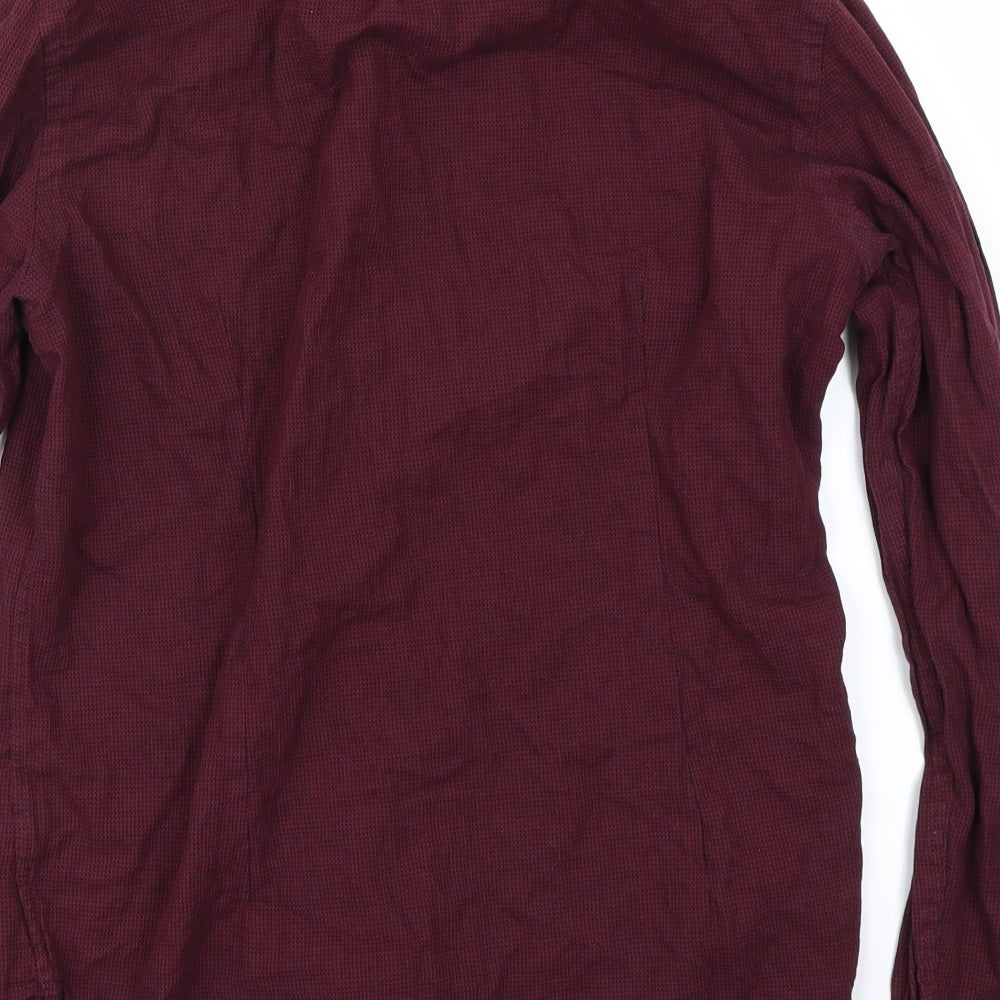 Mens UK Size M Moss London Red Button-Up Long Sleeve Casual Shirt