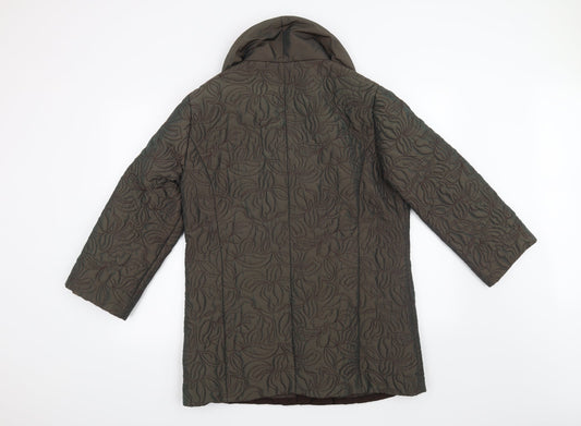 Alex & Co Womens Green Floral Overcoat Coat Size 14