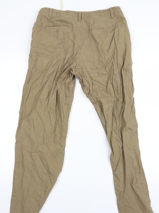 Marks and Spencer Mens Beige Chino Trousers Size 32 L25 in