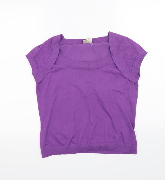 Womens UK Size 14 Minuet Purple Basic T-Shirt