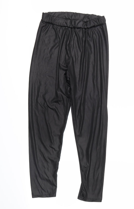 Womens UK Size 10 Boohoo Regular Fit Cropped Black Trousers
