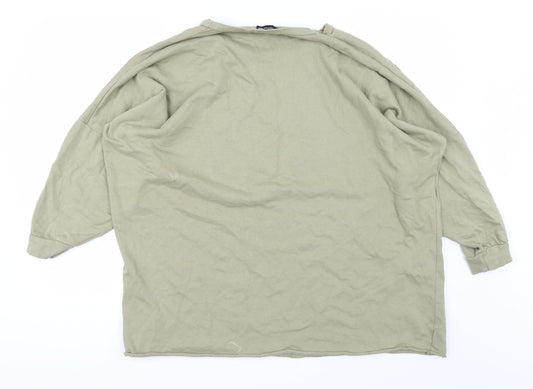 PRETTYLITTLETHING Womens Green Basic T-Shirt Size 8 - ripped details