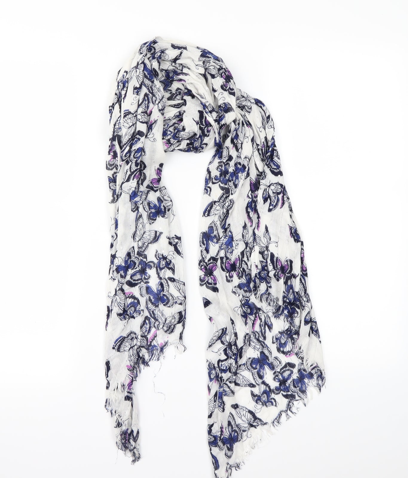 Preworn Womens White Animal Print Scarf