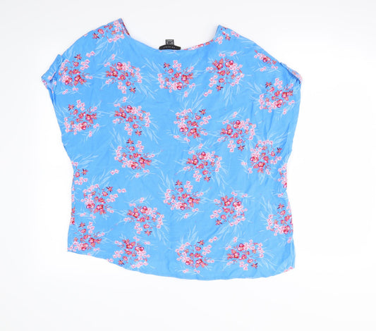 Primark Womens Blue Floral Basic Blouse Size 14