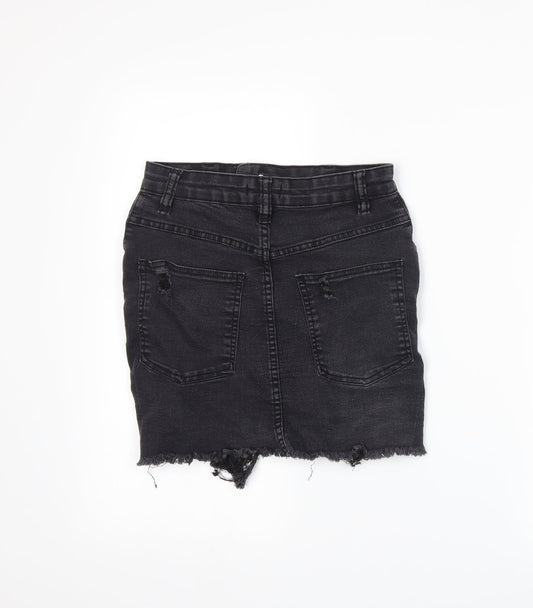 PRETTYLITTLETHING Womens Grey  Denim Straight & Pencil Skirt Size 6