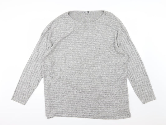 Pep&Co Womens Grey Striped Knit Pullover Jumper Size 20