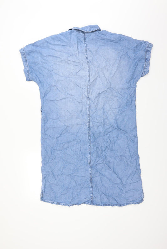 H&M Womens Blue Shirt Dress Size XS