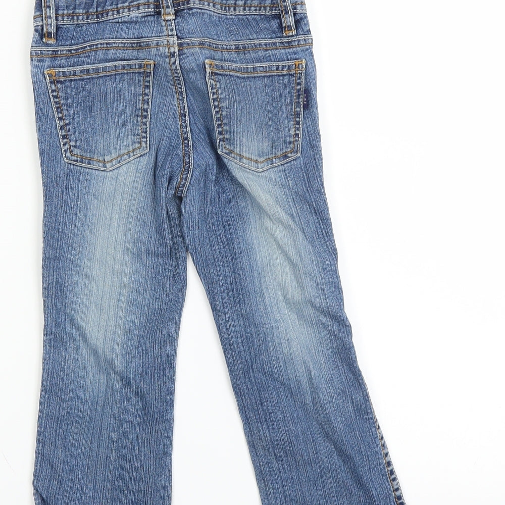 Pumpkin Patch Girls Blue Straight Jeans Size 4 Years - distressed hem sequins