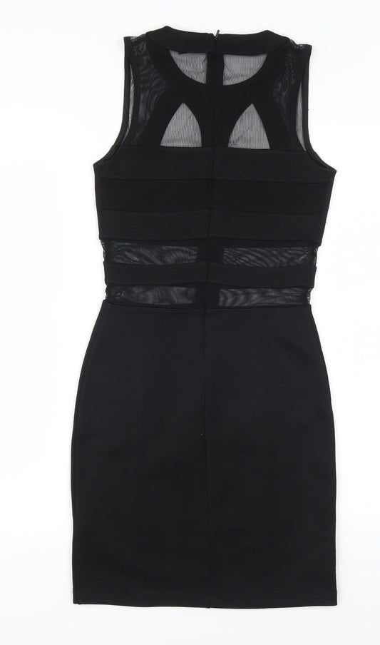 Topshop Womens Black Geometric Mini Size 6 - Mesh Cut Out