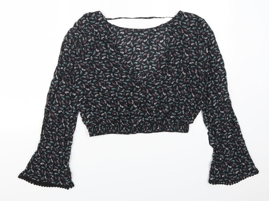 Womens UK Size M Pull & Bear Purple Cropped T-Shirt