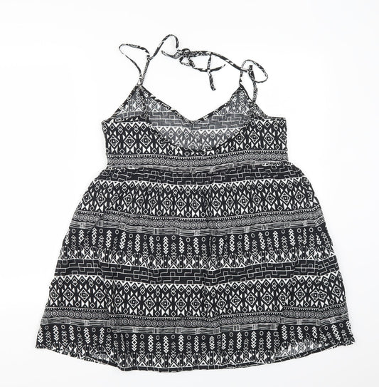 H&M Womens Black Geometric Tank Dress Size 8