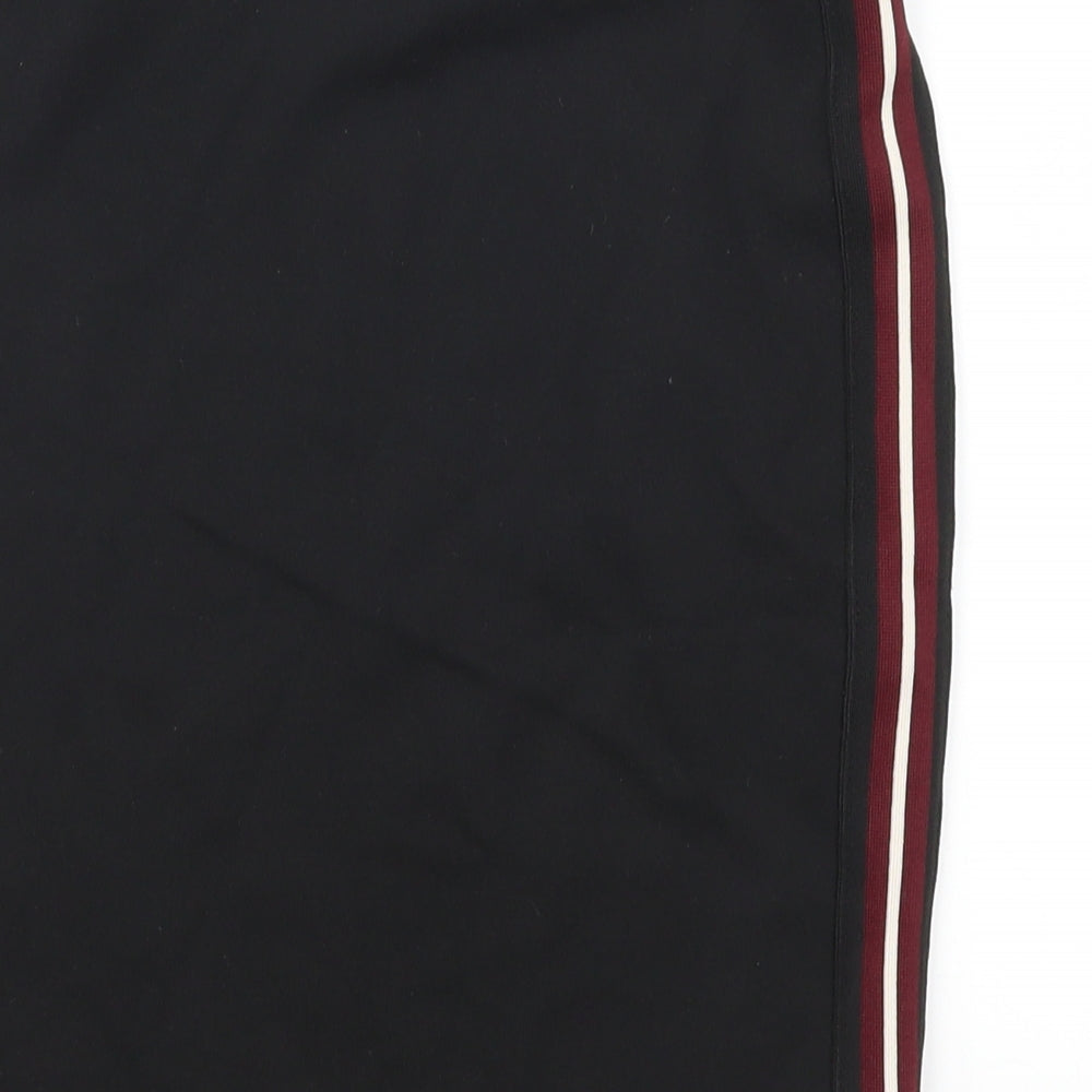 New Look Womens Black Straight & Pencil Skirt Size 4 - Red Side Stripe