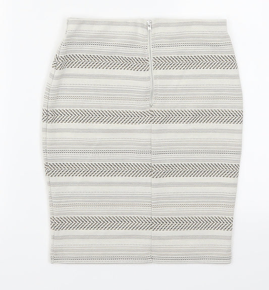 Miss Selfridge Womens Beige Striped  Straight & Pencil Skirt Size 4