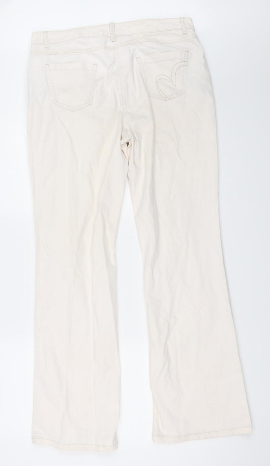 Preworn Womens Ivory Denim Straight Jeans Size 10 L28 in