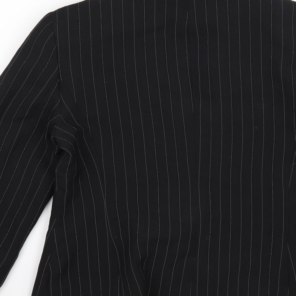 Internacionale Womens Black Striped Jacket Blazer Size 12