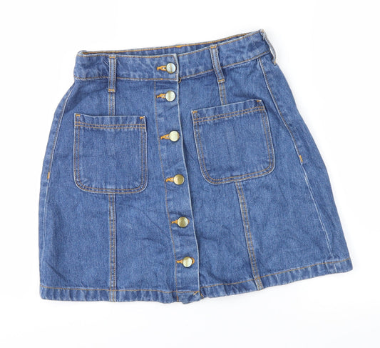 Womens UK Size 6 Divided Mini Denim Skirt