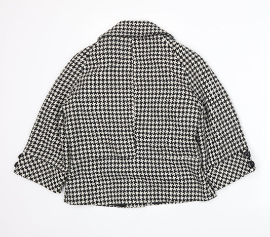 Papaya Womens White Houndstooth  Jacket Blazer Size 14