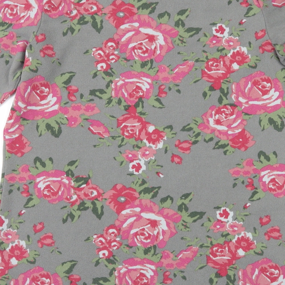 D&Co. Womens Grey Floral Jumper Dress Size XS