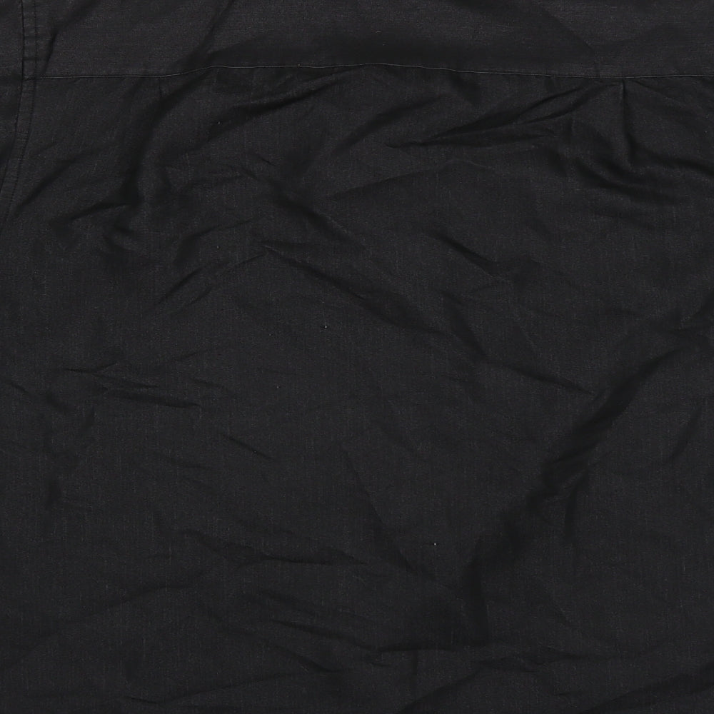 Mens UK Size M Black Blue Black Button-Up Short Sleeve Casual Shirt