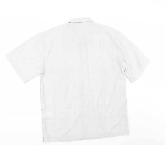 KAIDITE Mens Beige Check Button-Up Size L