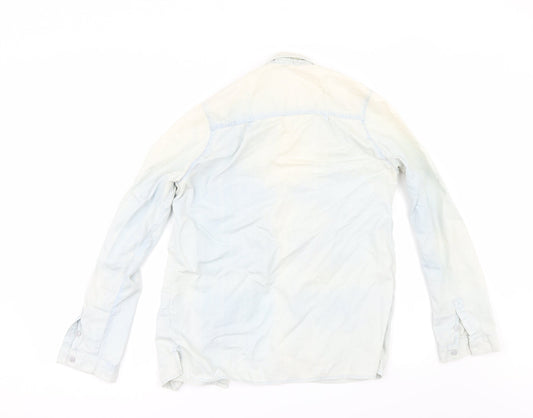 Womens UK Size 8 Topshop Blue Tunic Button-Up