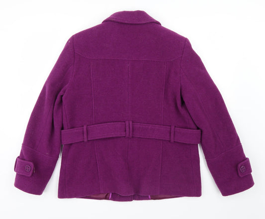 Klass Womens Purple Pea Coat Coat Size 14