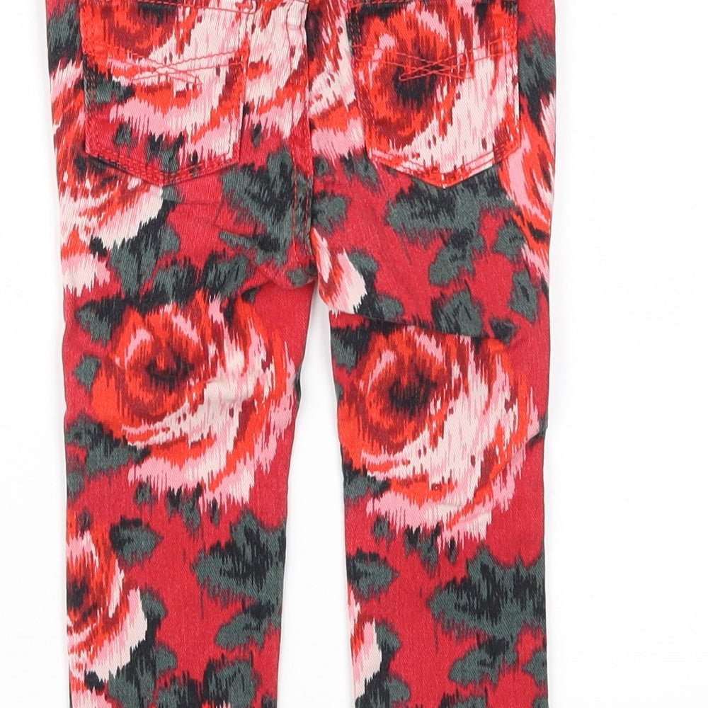GA Girls Red Floral Denim Capri Jeans Size 18-24 Months