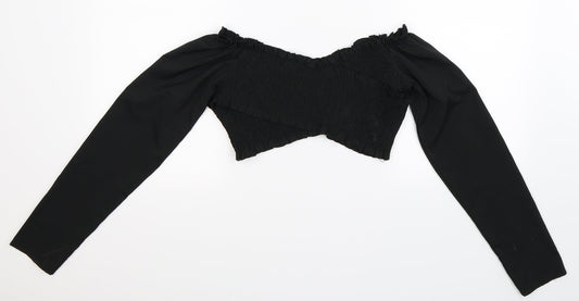 Womens UK Size 6 Nasty Gal Black Cropped Blouse