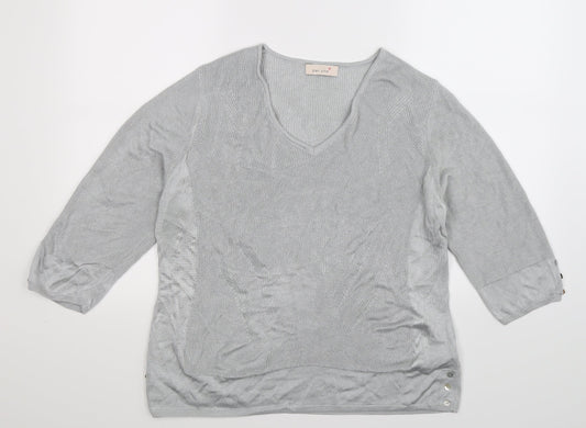 Per Una Womens Silver Knit Pullover Jumper Size 20