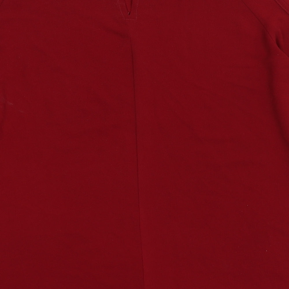 nabila Womens Red Chiffon Basic Blouse Size S - cold shoulder