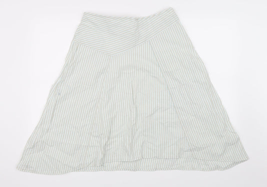 H&M Womens Green Striped Skater Skirt Size 14