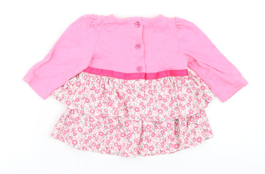 Shrinking Violet Girls Pink Floral Skater Dress Size 0-3 Months