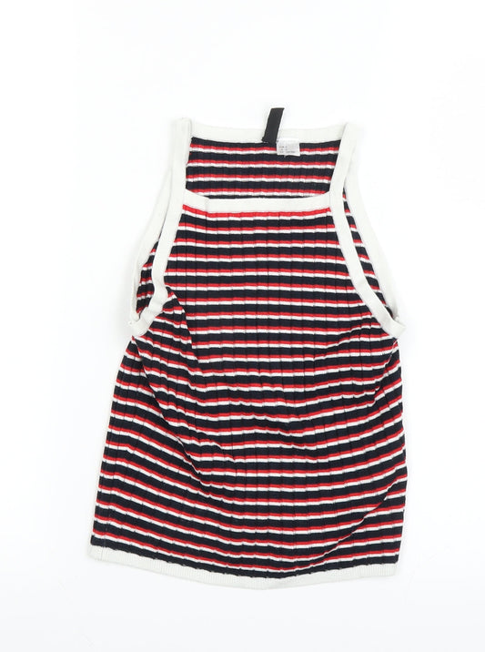 Divided Womens Multicoloured Striped Basic Tank Size 8