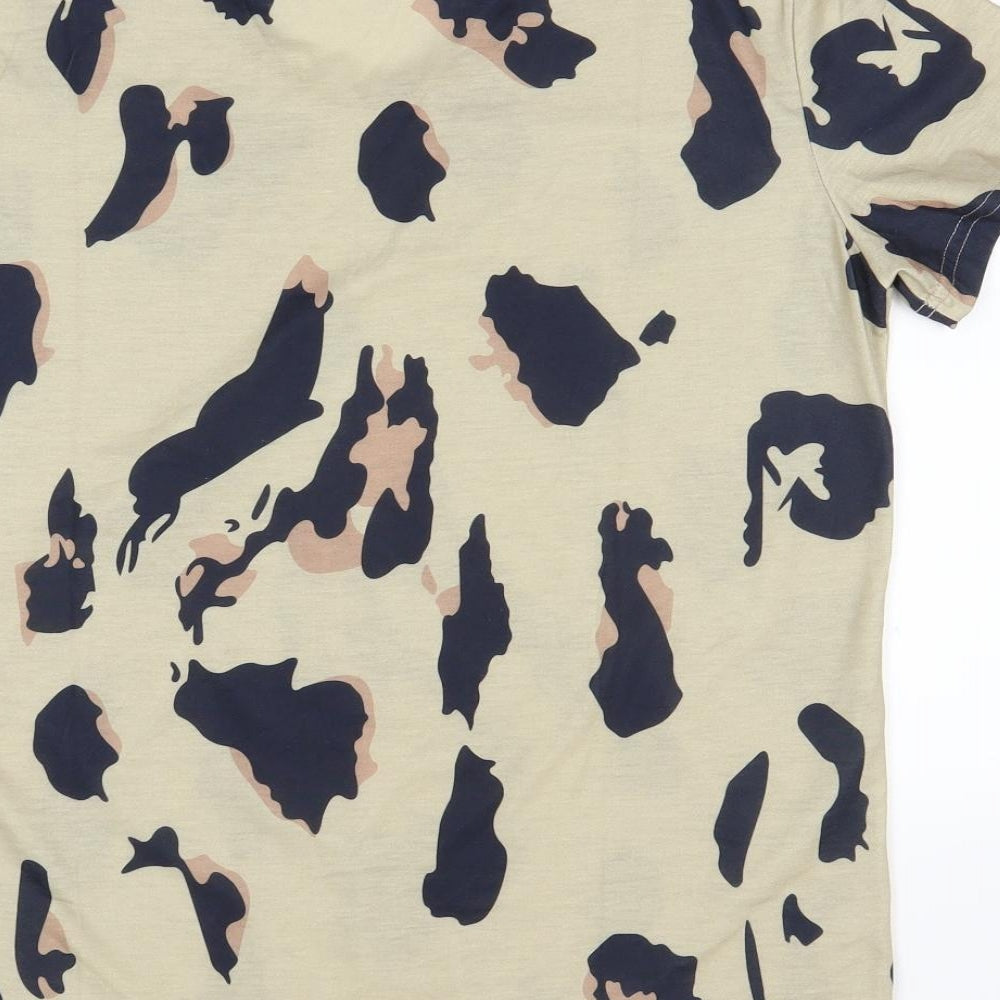Womens UK Size L Preworn Beige Basic T-Shirt