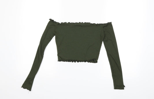 PRETTYLITTLETHING Womens Green Basic Blouse Size 4