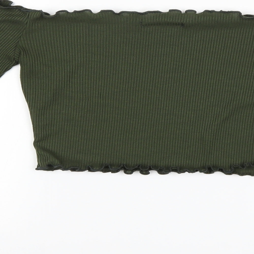 PRETTYLITTLETHING Womens Green Basic Blouse Size 4