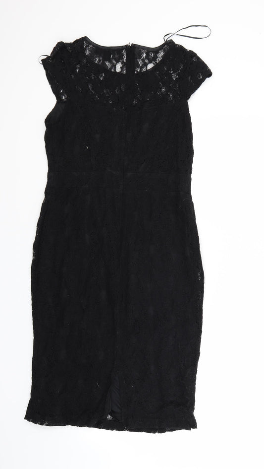 Atmosphere Womens Black Floral A-Line Size 10