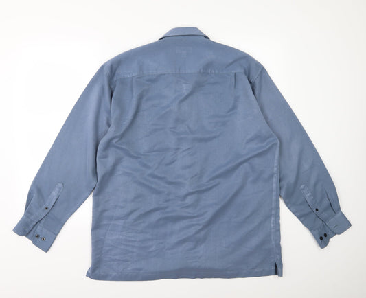 Mens UK Size M Petroleum Blue Button-Up Long Sleeve Casual Shirt