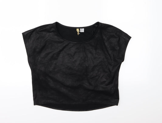 Womens UK Size 8 Divided by H&M Black Basic T-Shirt