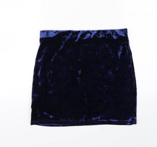 Primark Womens Blue  Velour Bandage Skirt Size 8