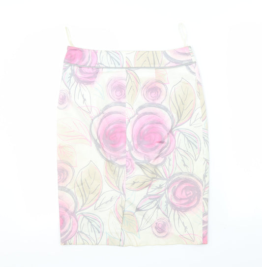 Coast Womens Ivory Floral  A-Line Skirt Size 8