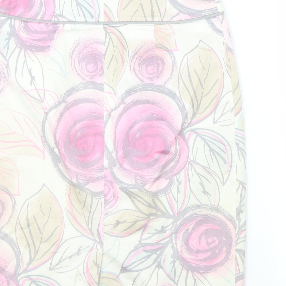 Coast Womens Ivory Floral A-Line Skirt Size 8