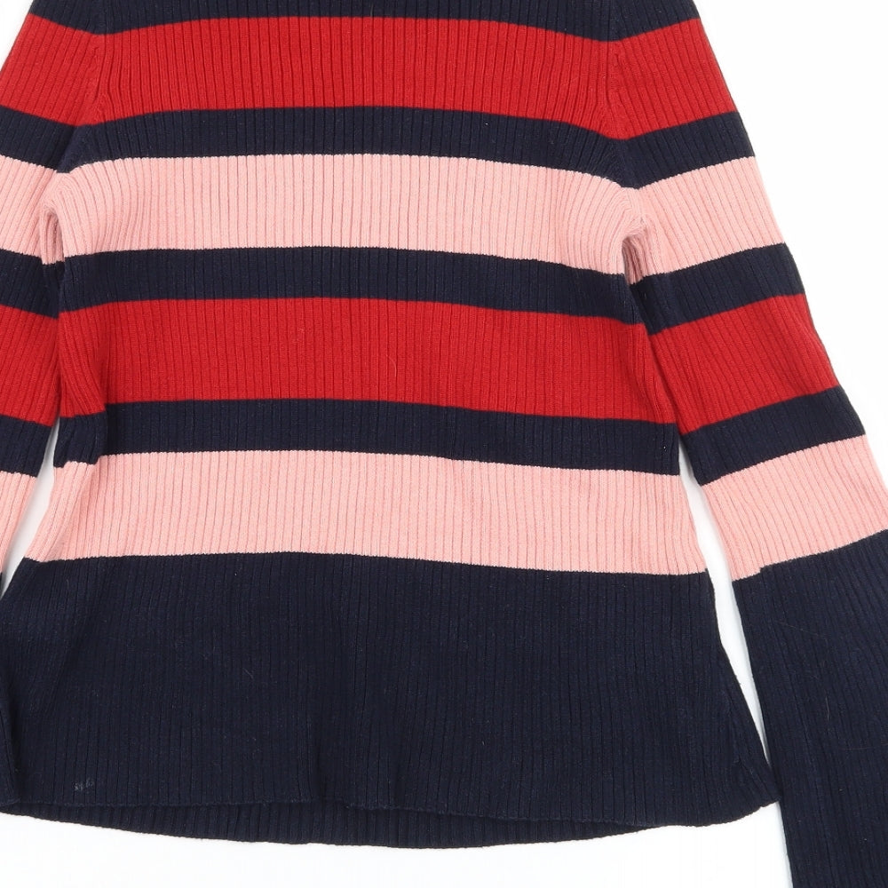 Marks and Spencer Womens Blue Striped Knit Pullover Jumper Size 8 - Flared Sleeves