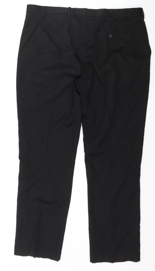 Mens UK Size 38 in Cedar Wood State Regular Fit Black Trousers