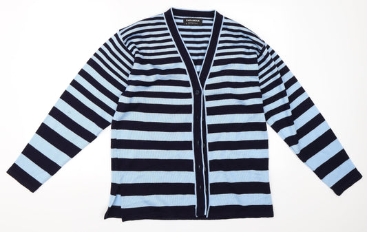 Paramour Womens Blue Striped Cardigan Jumper Size S