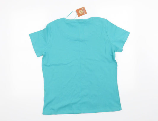 Anna Rose Womens Green Basic T-Shirt Size L